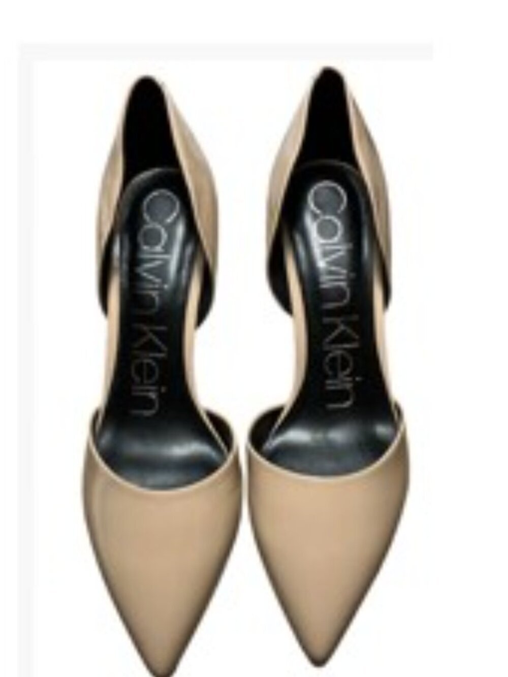Calvin Klein Gloria D'Orsay Stiletto Pointy Toe Pumps Nude Color Size 8 Like New